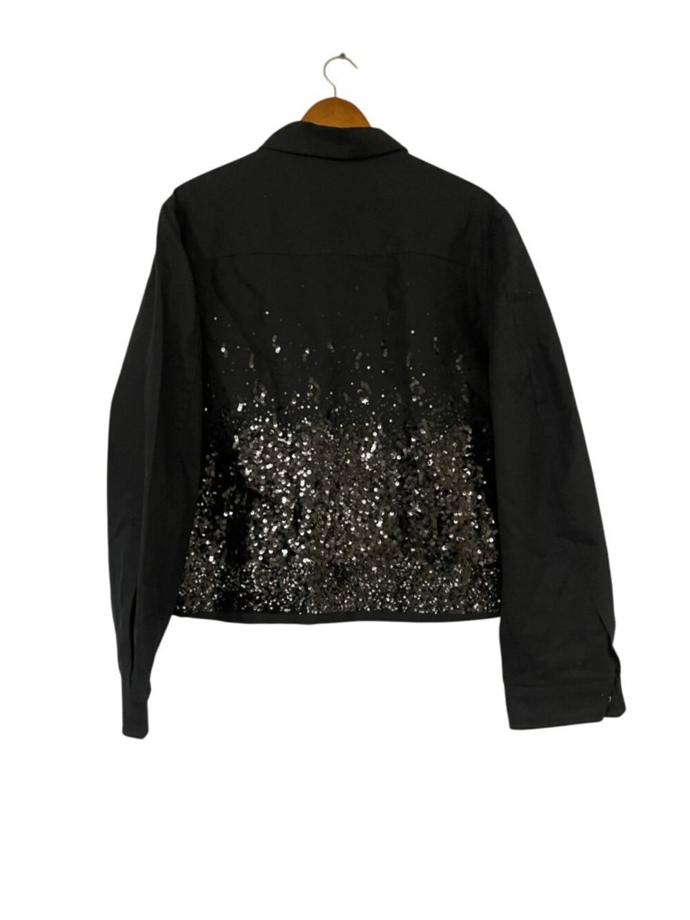 Zara Mens Bomber Sequin Jacket cropped fit L Black embellished 3715/708 NWOT - Picture 3 of 9